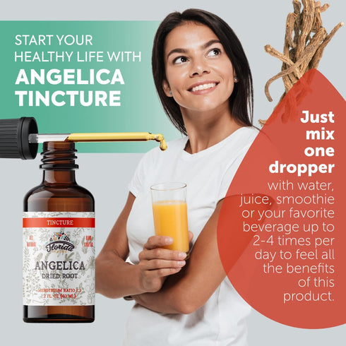 Angelica Tincture, Organic Angelica Extract (Angelica archangelica) Dried Root Herbal Supplement, Non-GMO in Cold-Pressed Organic Vegetable Glycer...