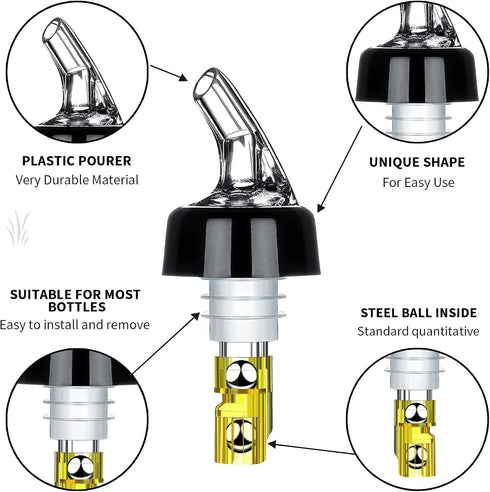 Automatic Measured Bottle Pourer - Quick Shot Spirit Measure Pourer Drinks Wine Cocktail Dispenser Home Bar Tools - 1oz/30ml (12)...