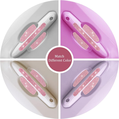 BOHISEN 10pcs Car Rhinestone Bling Door Handle Reflective Trim Stickers Universal Side Rear View Mirror Safety Scratch Resistant Protector Cover f...