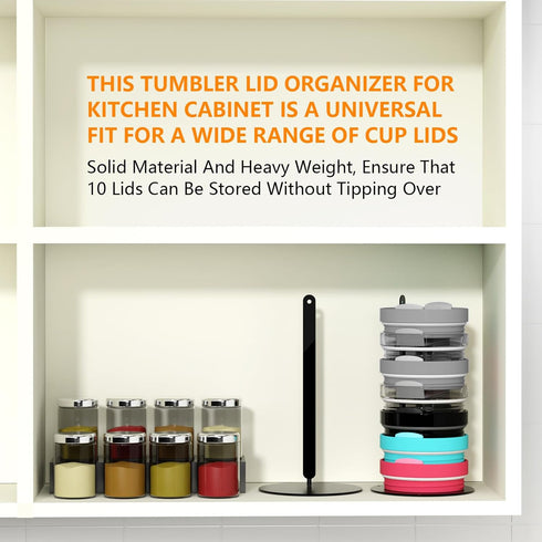 Tumbler Lid Organizer, Stainless Steel Detachable Vertical Storage Up to 10 Cup Lid Organizer for Kitchen Cabinet Organization Tumbler Lid Holder ...