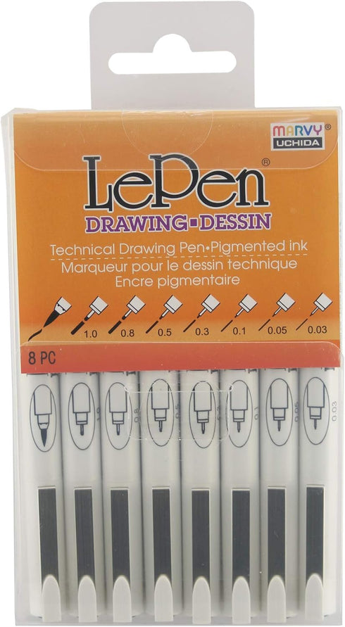 Marvy LePen Technical Drawing Pen Set, Multiple, 1 Count (Pack of 8)...
