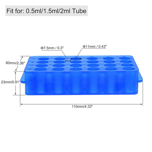MECCANIXITY Centrifuge Tube Rack 11mm/7.5mm Hole 24-Well Double Panel Polypropylene for 0.5ml/1.5ml/2ml Tube Pack of 2...