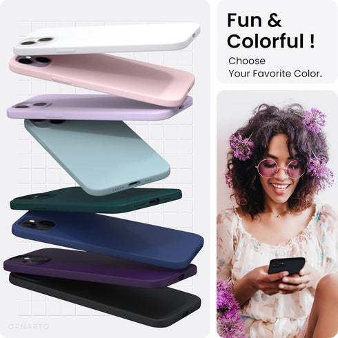 ORNARTO Compatible with iPhone 14 Case 6.1, Slim Liquid Silicone 3 Layers Full Phone Covered Soft Gel Rubber Case Protective Phone Cover 6.1 Inch-...