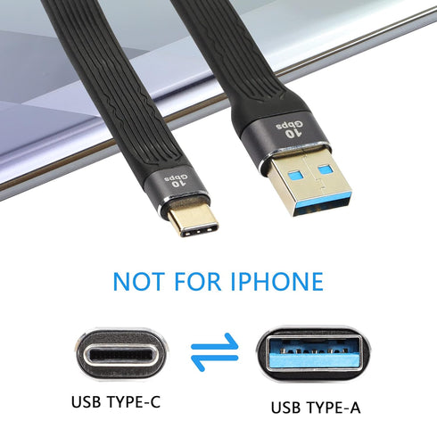 CERRXIAN 10Gbps Short USB Type C Cable,5inch USB A 3.0 Male to USB C 3.1 Male Cable,USB C 3.1 3A Fast Charging FPC Flat Cable Compatible with Powe...