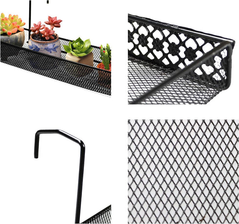 Metal Succulent Planters Hanging Container Garden Mini Flower Pot Holder for Wall, Balcony, Patio or Porch Fence Railing Shelf Under 1.7” Wide Poo...