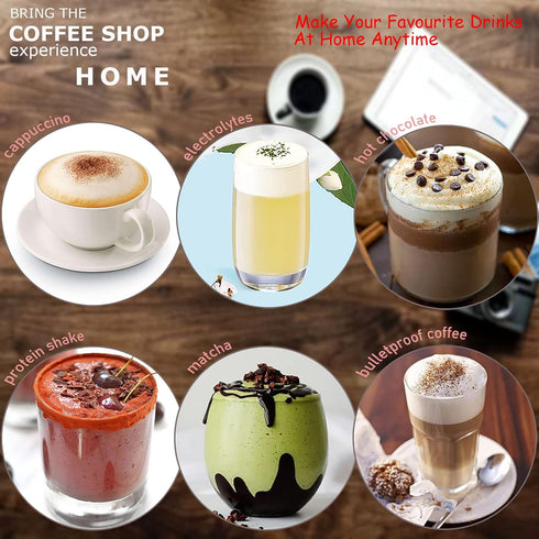 Milk frother for coffee, lattes,whisk drink mixer, Mini foamer for cappuccino, Frappe, Matcha, Hot Chocolate. Battery operated stainless foam make...