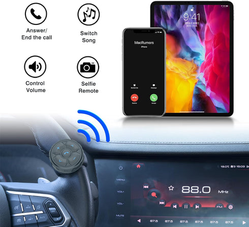 Bluetooth Helmet Earphone Remote - Controls Music, Voice Assistants, Calls, and More - Long Battery Life - Waterproof - Compatible with Android an...