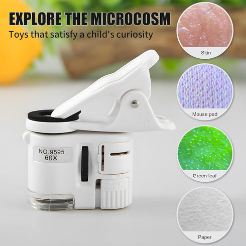 MicroMini 60X LED Lighted Pocket Microscope, Children's Microscope, Preschool Science Toy, Kids' Gift, Currency Detection, Jewelry Appraisal, Comp...
