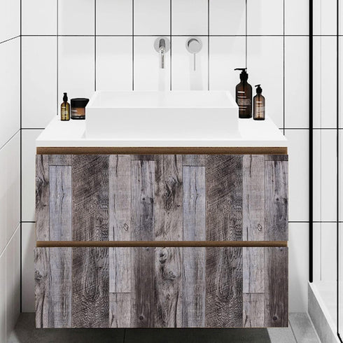 Yun-aeon Gray Wood Peel and Stick Wallpaper 17.3" X 80" Self Adhesive Wallpaper Backsplash Line Removable Wall Paper Bathroom Old Furniture Renova...