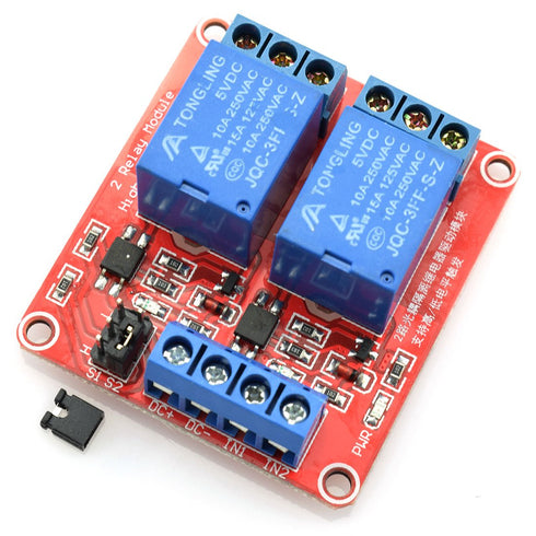 DZS Elec 5V 2 Channel Relay Optocoupler Isolation Module Red Board 3-5V High and 0-1.5V Low Level Triggered Load AC 0-250V / DC 0-30V 10A SCM IO C...