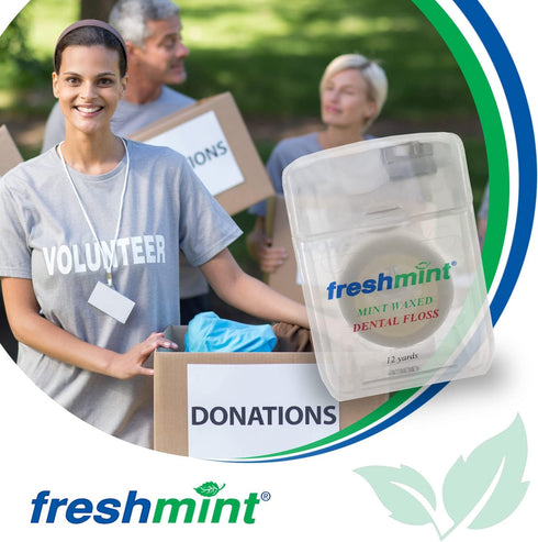 12 Spools of Freshmint® 12 Yards Mint Waxed Dental Floss...