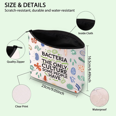 FOTAP Biology Teacher Gift Microbiogist Survival Kit Med School Gift Germaphobe Gift Biology Science Makeup Bag Graduation Gift (Bacteria)...