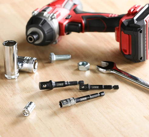 ARES 22022-3-Inch Impact Grade Socket Adapter Set - Turns Impact Drill Driver into High Speed Socket Driver - 1/4-Inch, 3/8-Inch, and 1/2-Inch Dri...