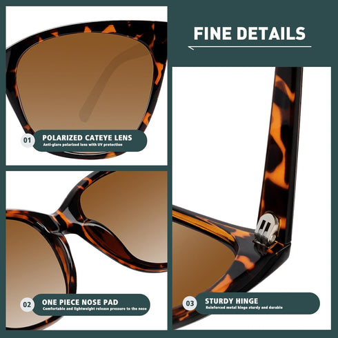 WOWSUN Large Polarized Cat Eye Sunglasses for Women...