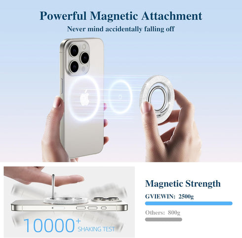 GVIEWIN Magnetic Phone Ring Holder, Compatible with MagSafe Phone Stand Finger Grip Adjustable Kickstand for iPhone 15 Pro Max/Pro/Plus/14/13/12 S...
