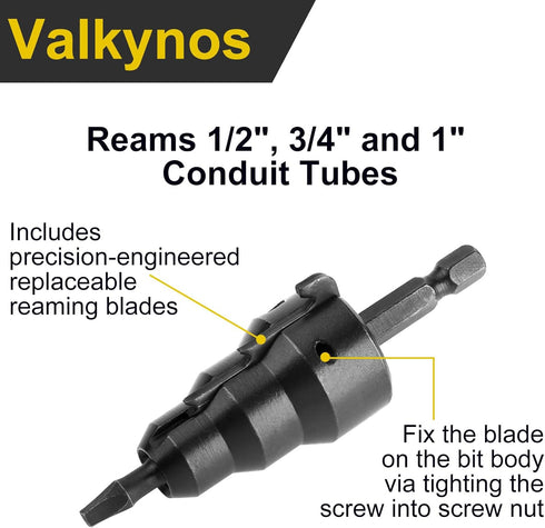 Conduit Reamer, Pipe Reamer Tool with Improved Bit Retention, Reaming Screwdriver for 1/2-Inch, 3/4-Inch and 1-Inch Conduit Pipe, Deburring and Ch...