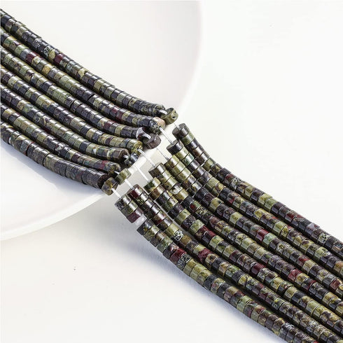 Natural Dragon Blood Stone Spacer Beads 6x3mm 38cm/str Flat Round Loose Semi Gemstone Caps for Making Bracelets Necklace...