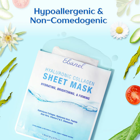 Ebanel 15 Pack Collagen Peptide Hydrating Face Masks, Instant Brightening Firming Anti Aging Face Sheet Masks, Moisturizing Spa Face Masks Skincar...