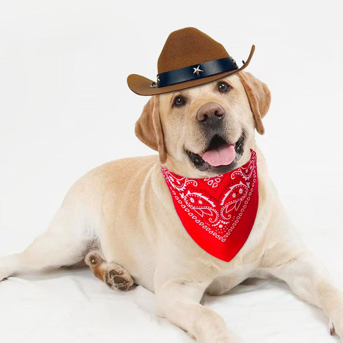 Pet Cowboy Hat Bandana Costume, Funny Dog Cat Costume Accessories Set West Cowboy Accessories for Mexican Birthday and Holiday Party Daily Wearing...