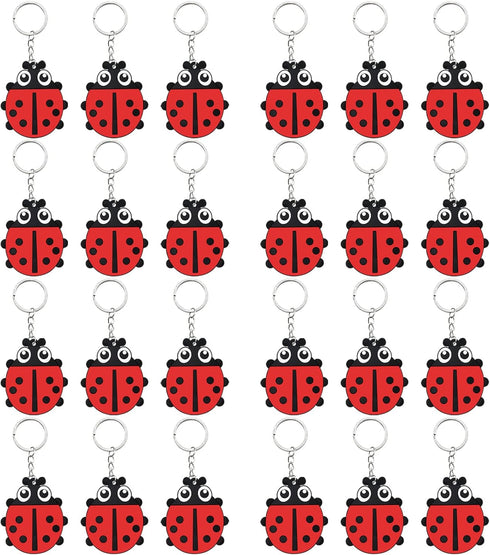 24 Pack Ladybug Keyring Pack Party Favor for Ladybug Lover, My Little Ladybug Themed Party, Baby Shower, Birthday...