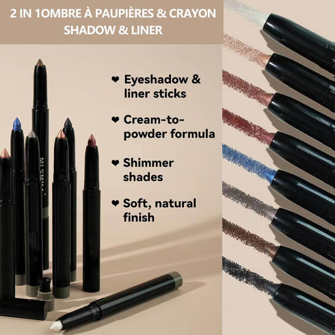 2 in 1 Silver Gray Smokey Grey Eyeshadow stick Eyeliner Pencil Cream Shimmer Smooth Eye Makeup Sharpenable Multi-Use Longwear Eyeliner Pencil Eye ...