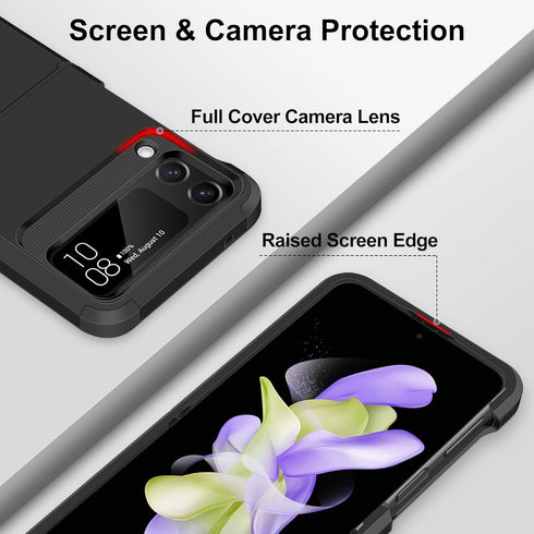 SAMONPOW for Samsung Galaxy Z Flip 4 Case, Z Flip 4 Case with Upgraded Hinge Protection Dual Layer Hard PC Soft TPU Bumper Full Body Shockproof Fl...