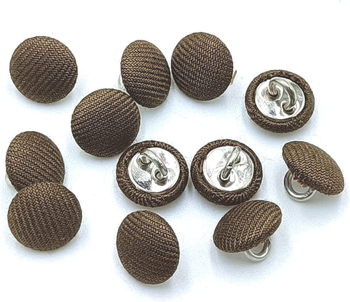 50pcs Brown Fabric Cloth Covered Round Buttons with Metal Shank Buttons for Sewing DIY Crafts Handmade Making Supplies 10mm...