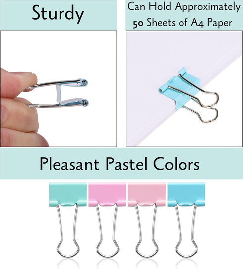Mr. Pen- Pastel Binder Clips, 50 Pack, 0.75 in, Pastel Color, Small Clips, Small Binder Clips, Paper Binder Clips, Binder Clips Small Size, Small ...