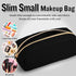 Nylon Small Makeup Bag Slim Pouch, Preppy Cute Makeup Brush Bag Black Makeup Bag Cosmetic Zipper Pouch for Purse, Waterproof Travel Toiletry Bag C...