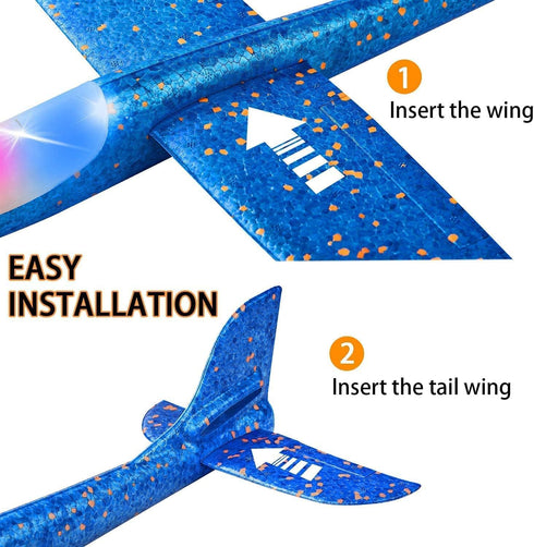 Boy Toys 2 Pack Airplane Launcher Toys, 2 Flight Modes Outdoor Throwing Foam Glider with Catapult Plane Gun Birthday Gift for 5+ Years Old Kid...