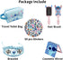 Blue Travel Cosmetic Makeup Bag Sets Include Double Sided Cosmetic Mirror, Hair Brush, PU Travel Toilet Bag, Woven Braclece and 50 Stickers, Makeu...