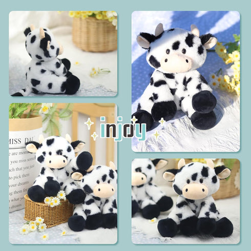 Injoy Group 9”Milk Cow Soft Stuffed Plushie Toys,Cute Cattle Toys Lifelike Stuffed Animal for Children Kids, White and Black...
