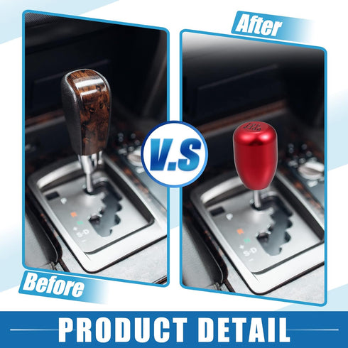 6 Speed Manual Shift Knob Car Shifter Stick Gear Knobs Aluminum AlloyShifting Lever with 8mm 10mm 12mm Adapters Red...