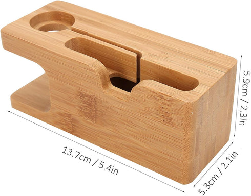 Pssopp Bamboo Charging Station Wooden Charging Station Desktop Docking Station Organizer for Cellphone Smart Watch Tablet Charging Cables...