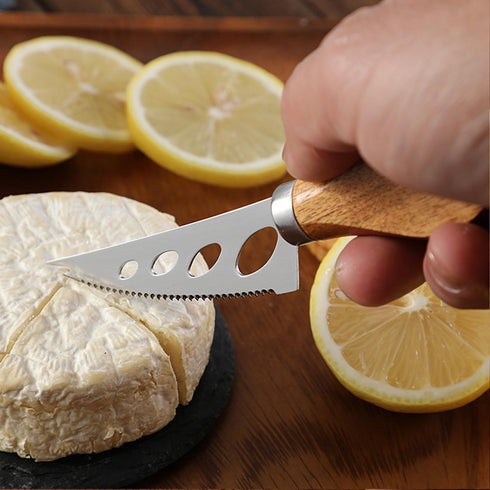 6Pcs Cheese Knife Set,Cheese Knives Cheese Slicer Cheese Cutter Cheese Fork,Cheese Spreading Knife,Wood Handle Stainless Steel Slicer for Charcute...