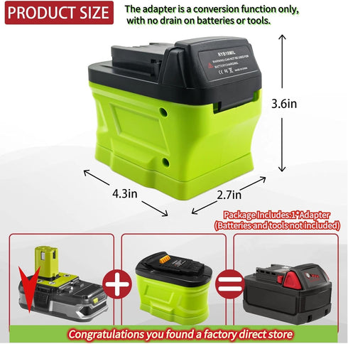 for Ryobi for Milwaukee Battery Adapter Converter,Replacement for Milwaukee 18V Battery,Cordless Power Tool Adaptor...