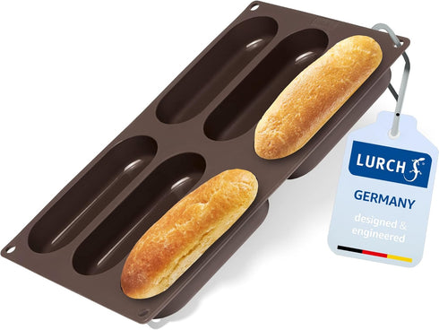 LURCH Hot Dog Buns Mold | Silicone Non-stick Flexiform Baking Pan | 5 Inch Hotdog Finger Food Snack Bread, Rolls, Cake and Eclair Tray | BPA Free...