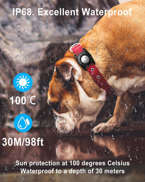 ONEONTA Airtag Dog Collar Holder Waterproof | Airtag Dog Collar with Airtag Holder for Apple Airtag - Protective AirTag Case for Dog Collar, Extra...