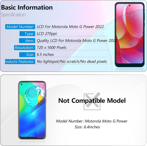 YWLRONG LCD for Motorola Moto G Power 2022 Screen Replacement Touch LCD Display Digitizer Assembly for Moto G Power 2022 with Kit(Black with Frame...