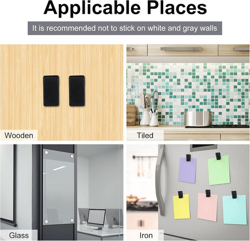 50 Pieces Self Adhesive Clips Adhesive Wall Tapestry Clips Black Plastic Sticky Picture Hanging Clips Poster Spring Clips Double Sided Adhesive Sp...