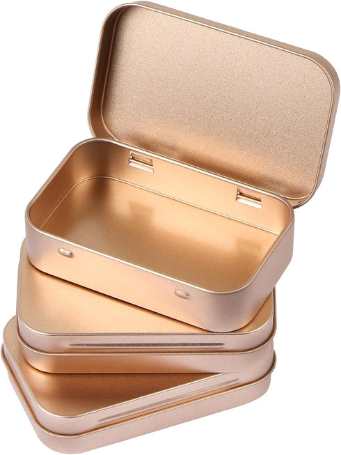 3 Pack Metal Rectangular Hinged Tins Box with Lid Mini Portable Box Empty Craft Containers Small Storage Kit Home Outdoors Organizer for Soap Mint...