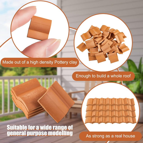 Roof Tiles Model Building Set Miniature Tiles Roof Tiles Dollhouse Shingles Fake Tiles Model Landscape Accessories for DIY Kitchen Garden Diorama ...