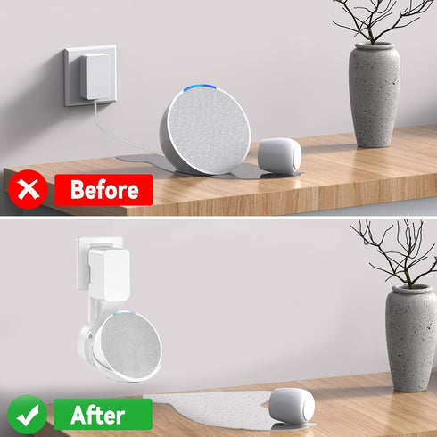 Echo Pop Wall Mount, Outlet Wall Mount Stand for Echo Pop, Holder Mount with Cord Management for Space-Saving, No Messy Cords or Screws, Perfect S...