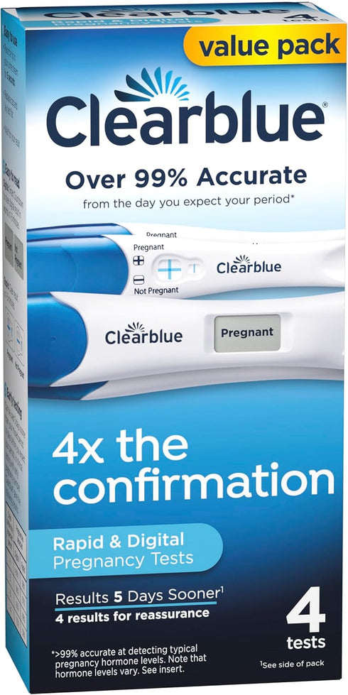 Clearblue Pregnancy Test Combo Pack, 4ct - Digital with Smart Countdown & Rapid Detection - Value Pack...