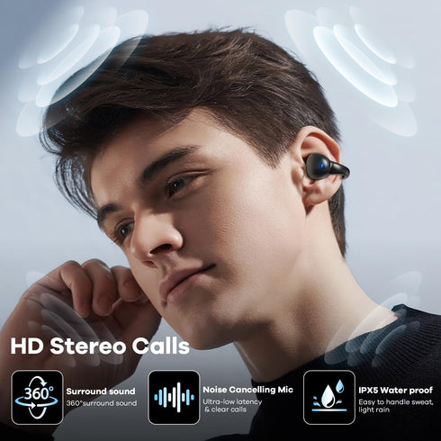 Ear Clip Earbuds True Wireless Bluetooth Headphones, Mini Bone Conduction Earphones Open Ear Headphones for Sport Running Workout Driving Compatib...