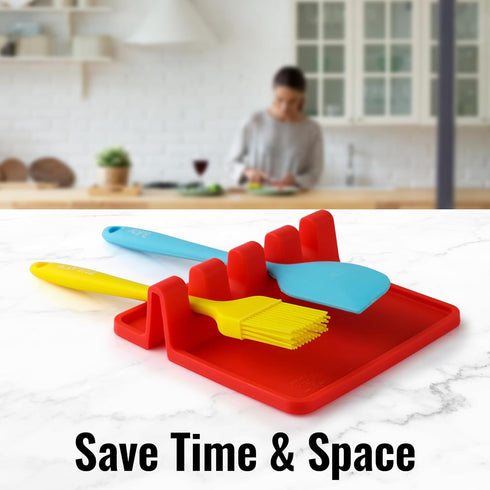 Zulay Kitchen Silicone Utensil Rest with Drip Pad for Multiple Utensils - BPA-Free, Heat-Resistant Spoon Rest & Spoon Holder for Stove Top - Kitch...