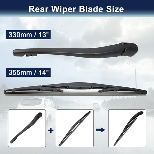 X AUTOHAUX Rear Windshield Wiper Blade Arm Set for Nissan X-Trail 2007 2008 2009 2010 2011 2012 2013...