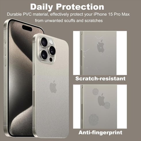 [2 Pack for iPhone 15 Pro Max Back Screen Protector, Full Coverage Flexible PVC Camera Protector Side Edge Protector Film Scratch Resistant Back P...