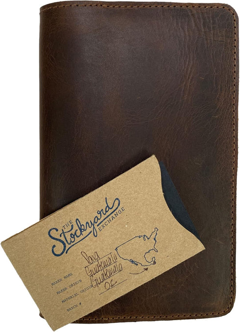 Hide & Drink, Rustic Cover for Leuchtturm A6 Hardcover Notebook (3.6 x 5.9 in. Notebook Not Included) Full Grain Leather, Handmade, Bourbon Brown...