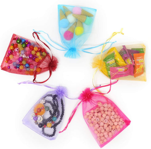 50pcs Drawstring Organza Jewelry Candy Pouch Christmas Wedding Party Favor Gift Bags (3.5x4.5, Mixed Color)...